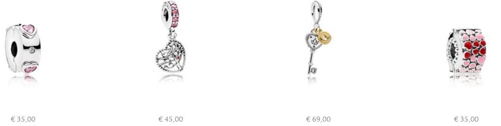 Clip e Pendenti per bracciali Pandora San Valentino 2018