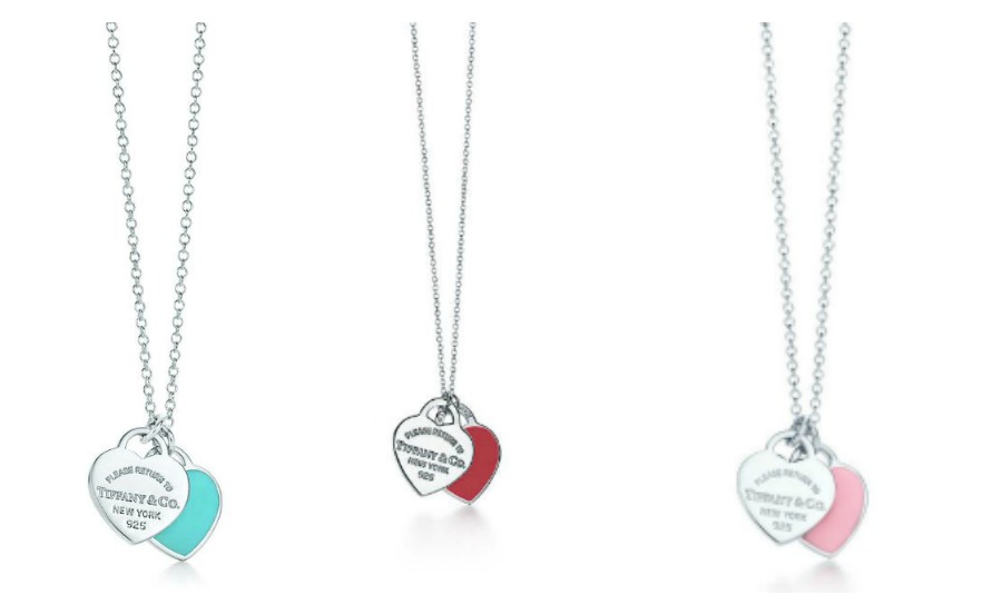 Collane con doppio cuore smaltato Tiffany
