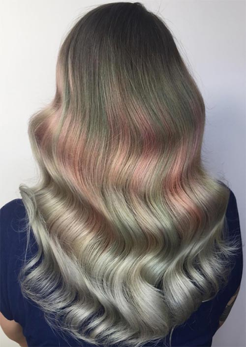 Colore capelli al sorbetto verde e arancio moda 2018