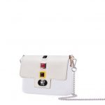 Nuova borsa O Bag O Pocket Micro con pattina in ecopelle bianca con borchie colorate primavera estate 2018