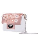 Nuova borsa O Bag O Pocket Micro con pattina in ecopelle con fiori applicati primavera estate 2018