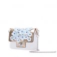 Nuova borsa O Bag O Pocket Micro con pattina in ecopelle con fiori in pvc applicati primavera estate 2018