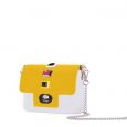Nuova borsa O Bag O Pocket Micro con pattina in ecopelle gialla con borchie colorate primavera estate 2018