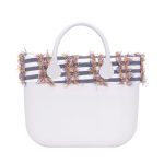 Nuovo Bordo Borse O bag Mini in tessuto a righe con frange estate 2018