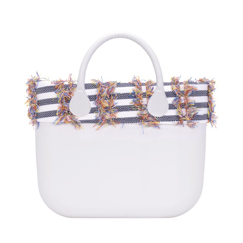 Nuovo Bordo Borse O bag Mini in tessuto a righe con frange estate 2018