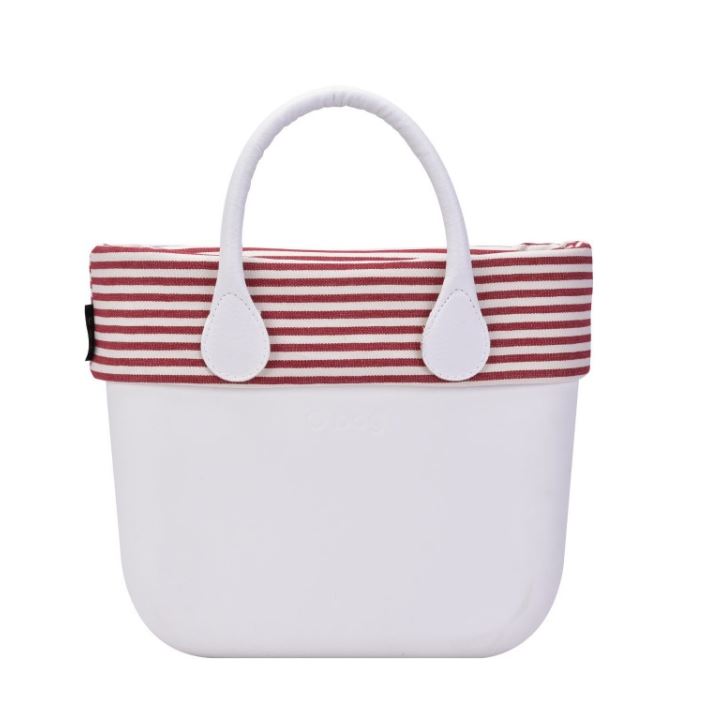 Nuovo Bordo Borse O bag Mini in tessuto fantasia a righe orizzontali rosse estate 2018