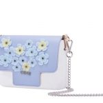 Nuova Pattina O Pocket in ecopelle azzurra con fiorellini in pvc estate 2018 prezzo 52 euro