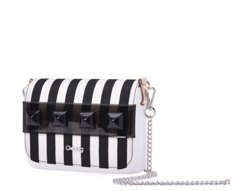 Nuova pattina O Pocket di O bag a righe con fascia in pvc primavera estate 2018 prezzo 49 euro