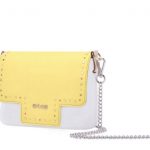 Nuova pattina O Pocket di O bag in ecopelle gialla con borchie primavera estate 2018 prezzo 49 euro