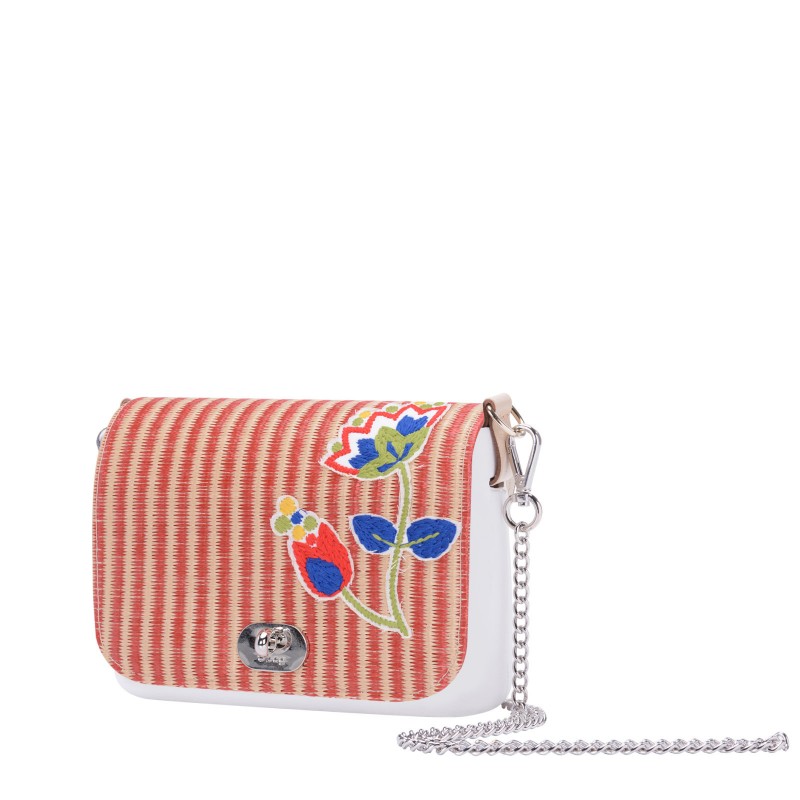 Nuova pattina borsa O bag O Pocket estate 2018 in paglia rossa con fiore