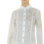 Camicia bianca con ricami in oro Nara Camicie 2018