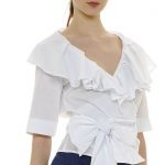 Camicia da annodare con scollatura e volant Nara Camicie estate 2018