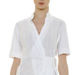 Camicia maniche corte in sangallo da annodare estate 2018