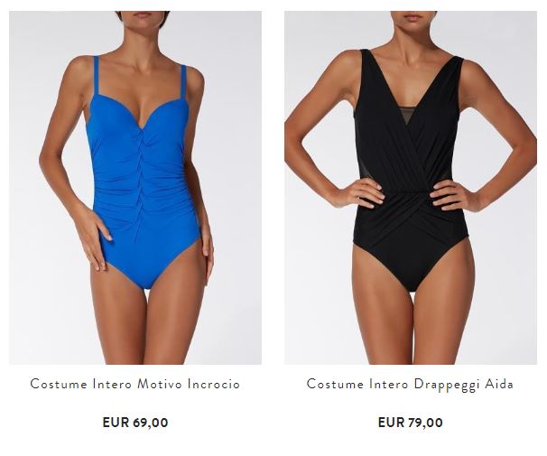 Costumi interi drappeggiati Calzedonia estate 2018