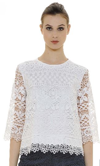 Maglia maniche a tre quarti in pizzo Nara Camicie