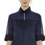 elegante camicia maniche corte con tessuto semitrasparente Nara Camicie 2018