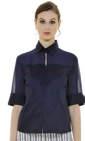 elegante camicia maniche corte con tessuto semitrasparente Nara Camicie 2018