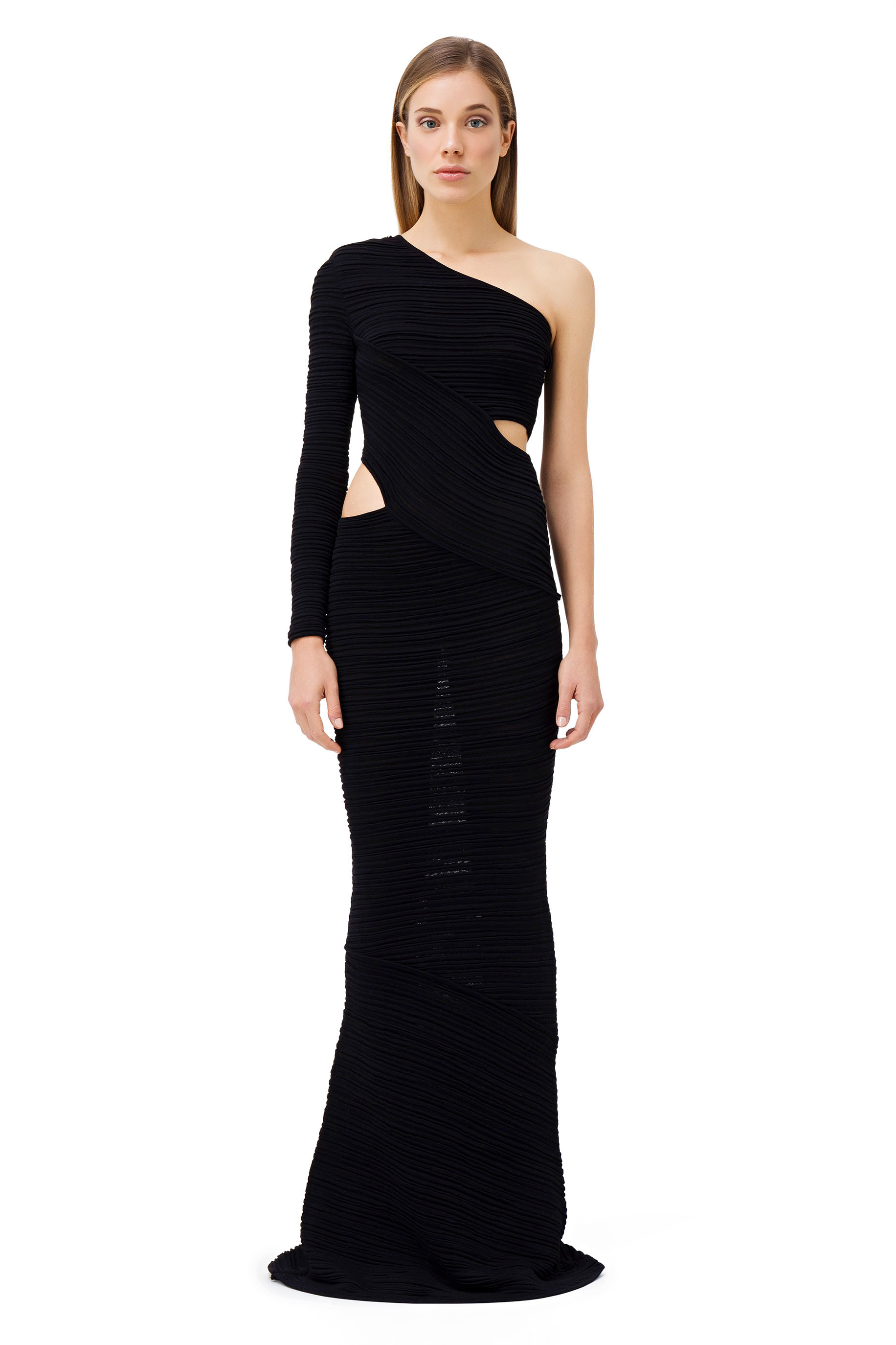 Abito lungo monospalla Elisabetta Franchi primavera estate 2018 prezzo 625 euro