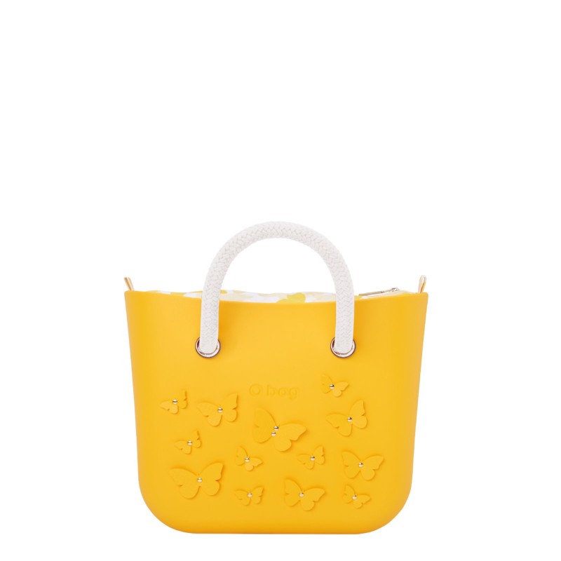 Borsa O Bag giallo cedro con farfalle