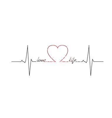Idea Disegno per tatuaggio battito cardiaco con cuore e parole