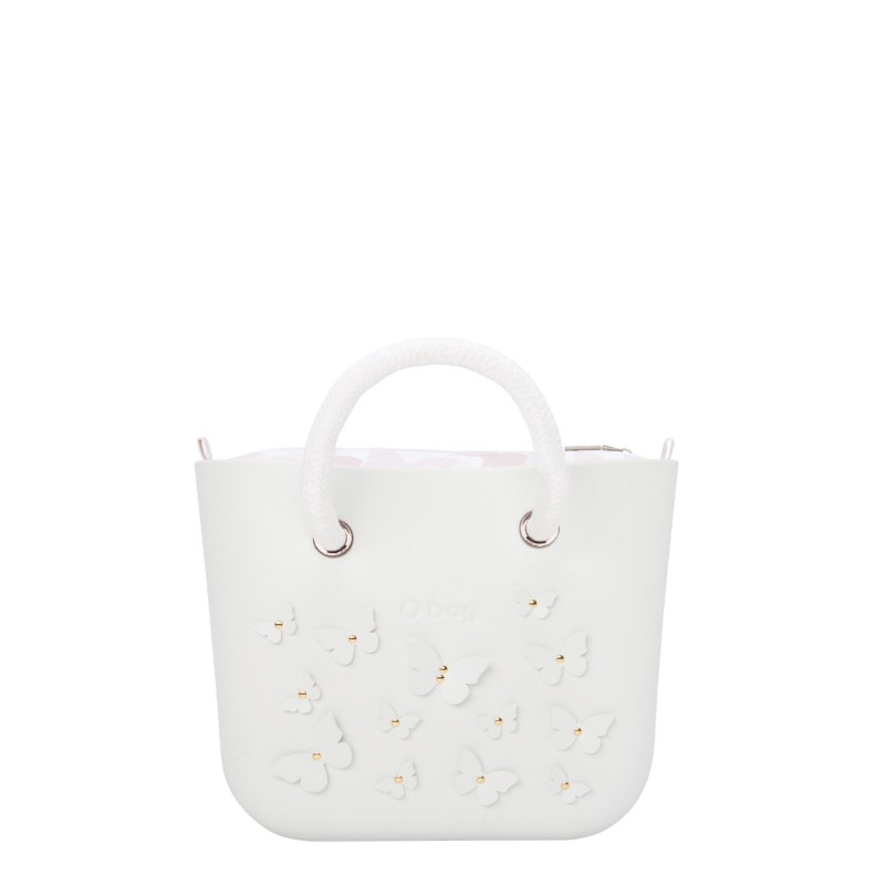Nuova Borsa O Bag bianco latte con farafell