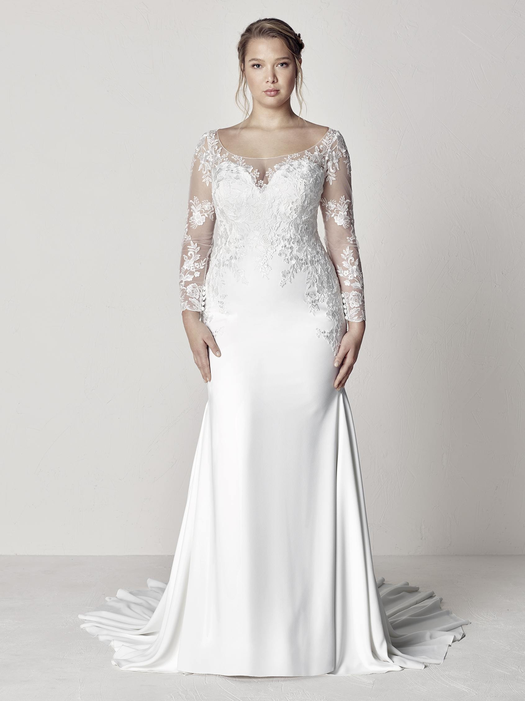Abito da sposa taglie comode Pronovias 2019 Plus Mod Euli