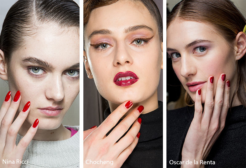 Colore smalto rosso tendenza moda unghie inverno 2018 2019