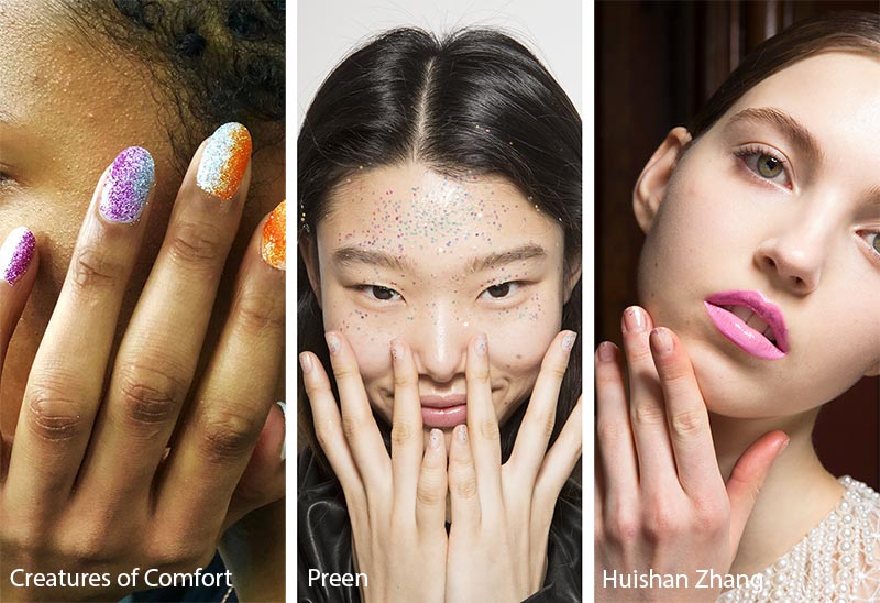 Nail Art glitterata moda unghie inverno 2018 2019