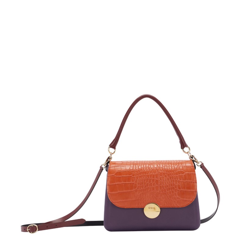 Nuova O Bag Glam colore melanzana con pattina terracotta
