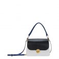 O Bag glam bianca con pattina nera
