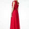 Abito lungo da cerimonia Liu Jo collezione inverno 2018 2019 prezzo 249 euro colore rosso corallo foto retro