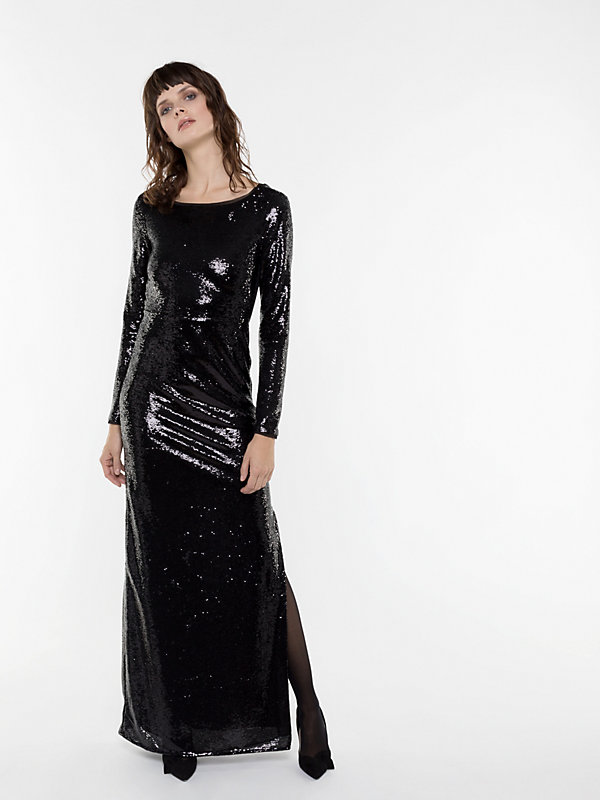 Abito lungo da sera con paillettes Patrizia Pepe prezzo 348 euro