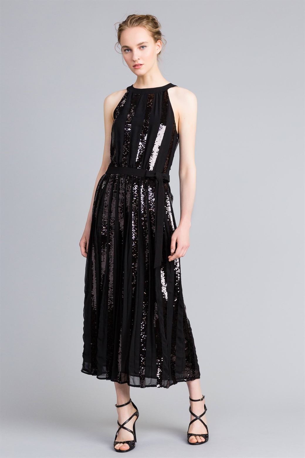 Abito lungo da sera con paillettes Twin Set inverno 2018 2019 prezzo 278 euro