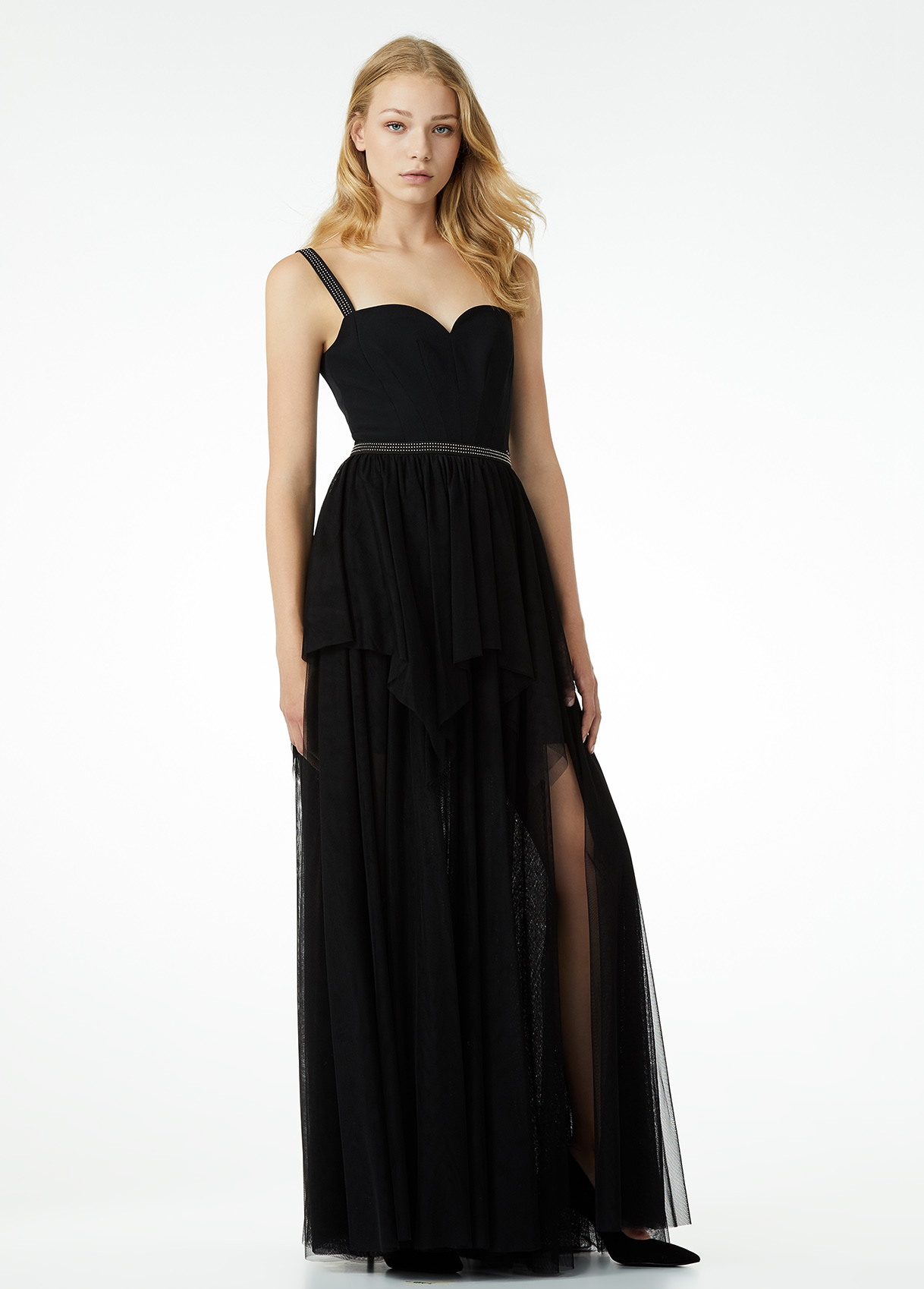 Abito lungo elegante con gonna in tulle Liu Jo prezzo 229 euro