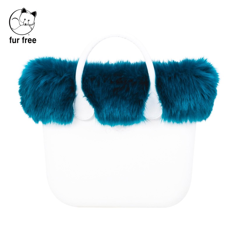 Bordo invernale in volpe colore ottanio