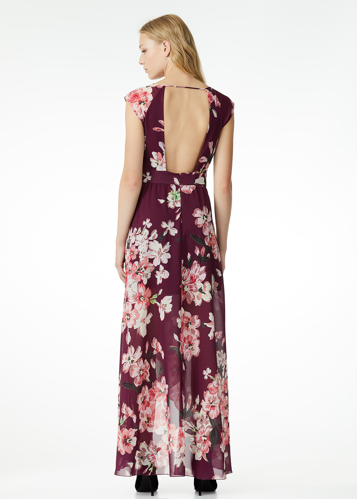 Vestito lungo da cerimonia Liu Jo collezione autunno inverno 2018 2019 prezzo 259 euro foto retro