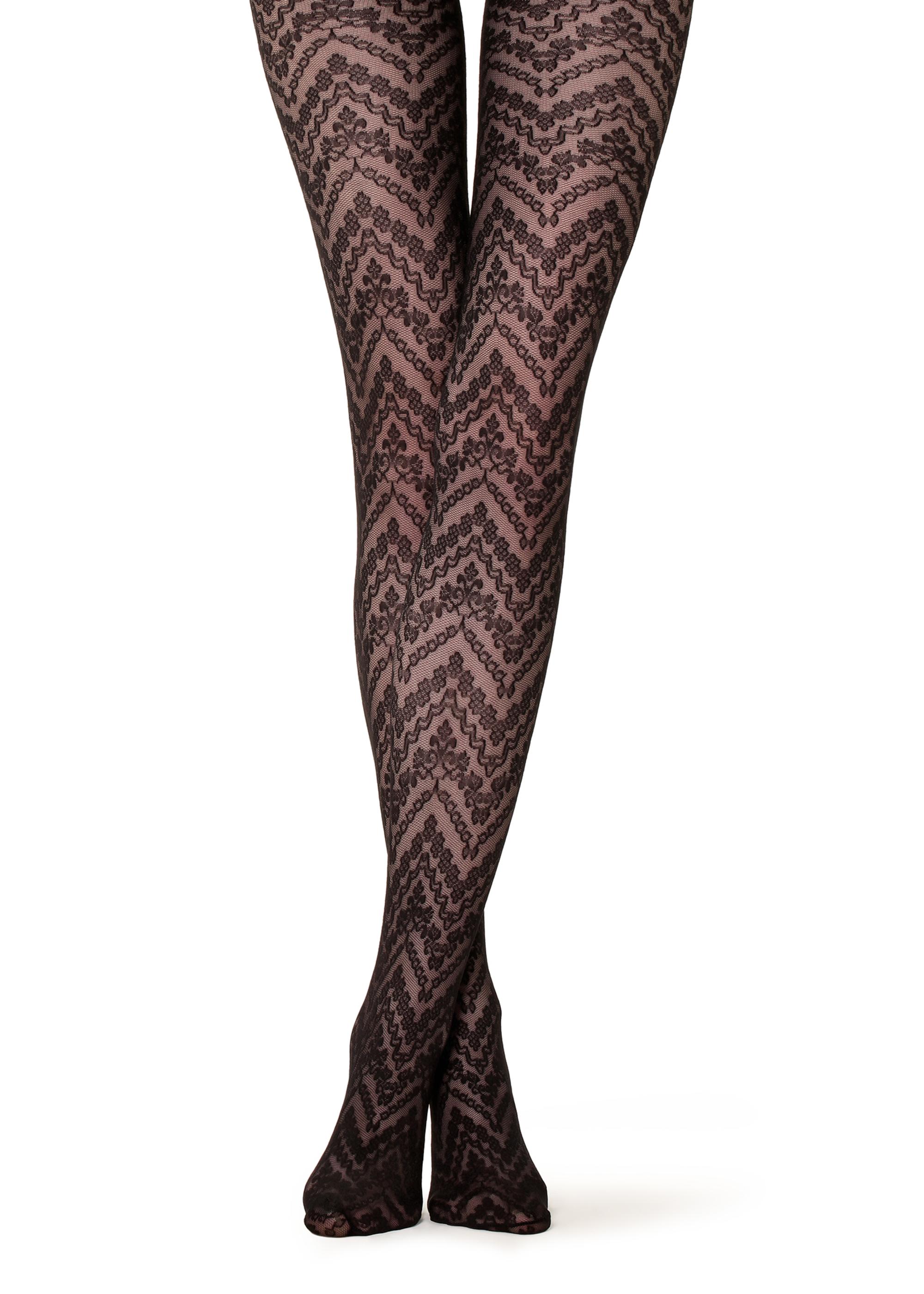 Calze fantasia zig zag con fiori Calzedonia inverno 2018 2019