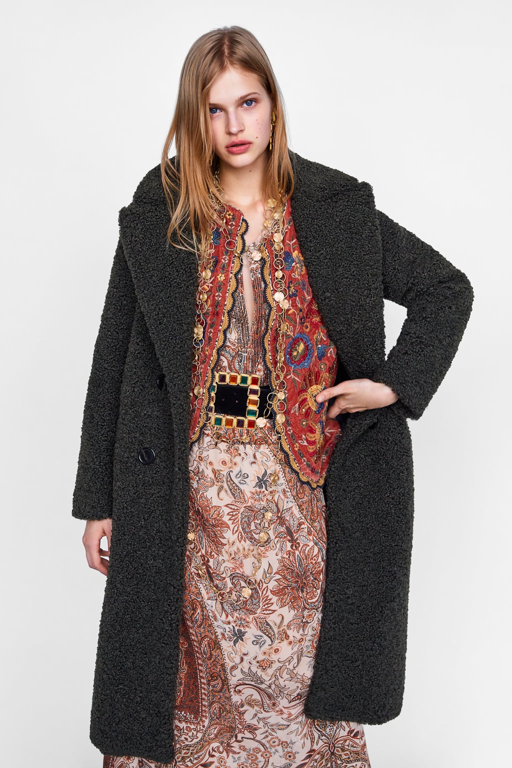 Cappotto Zara in lana boucle inverno 2018 2019