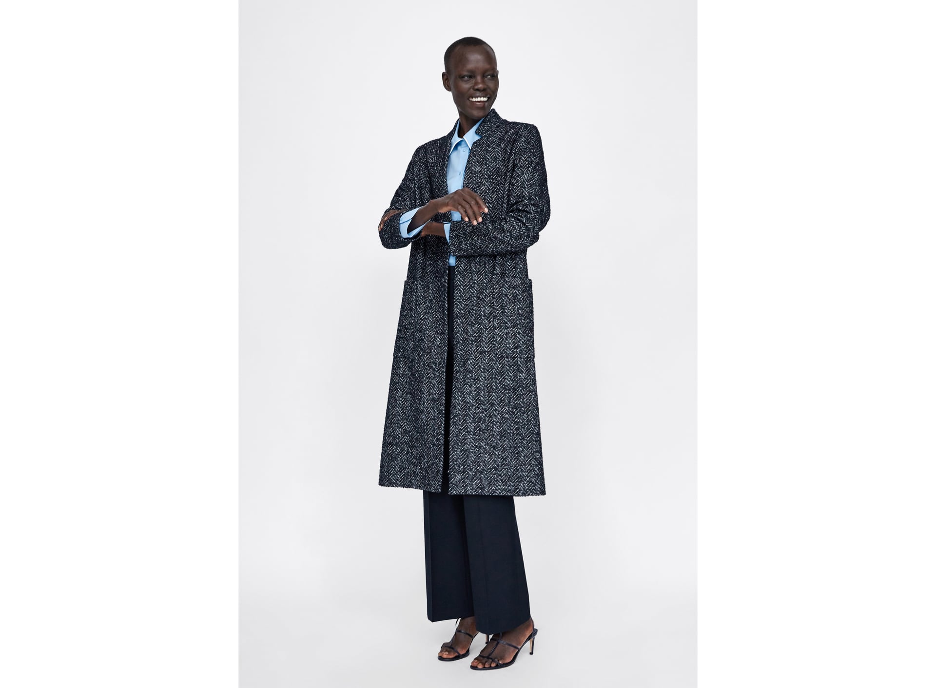 Cappotto inverno Zara fantasia a spina di pesce