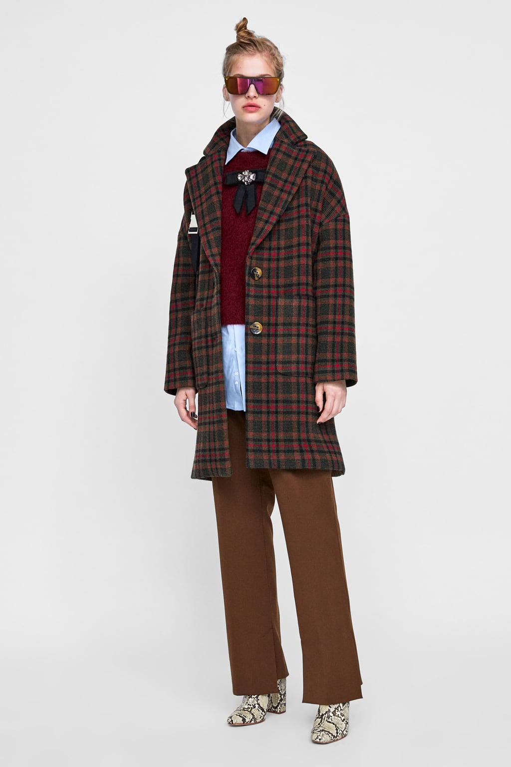 Cappotto oversize a quadri Zara inverno 2018 2019 prezzo 129 euro