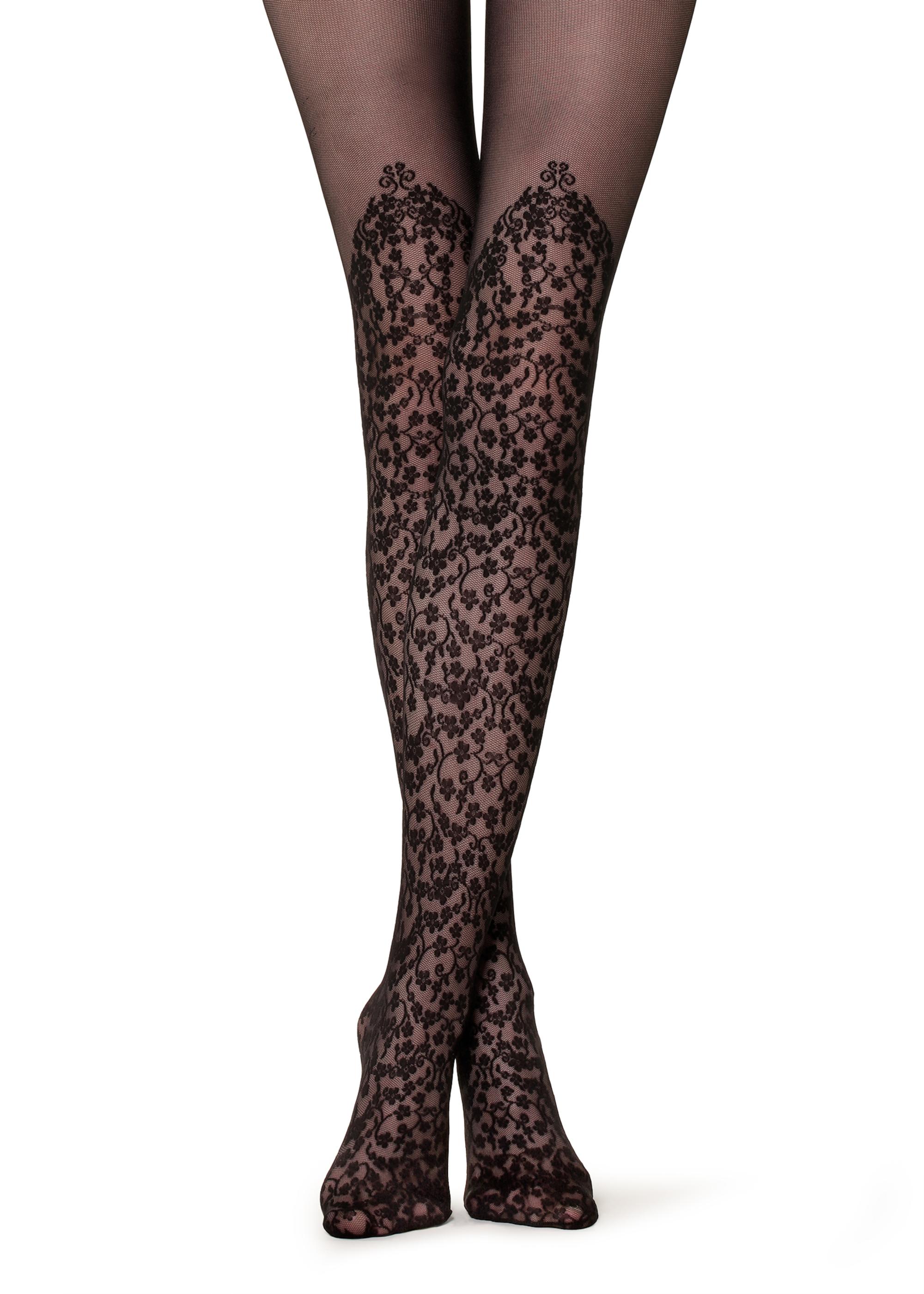 Collant a fiori Calzedonia effetto parigina collezione inverno 2018 2019