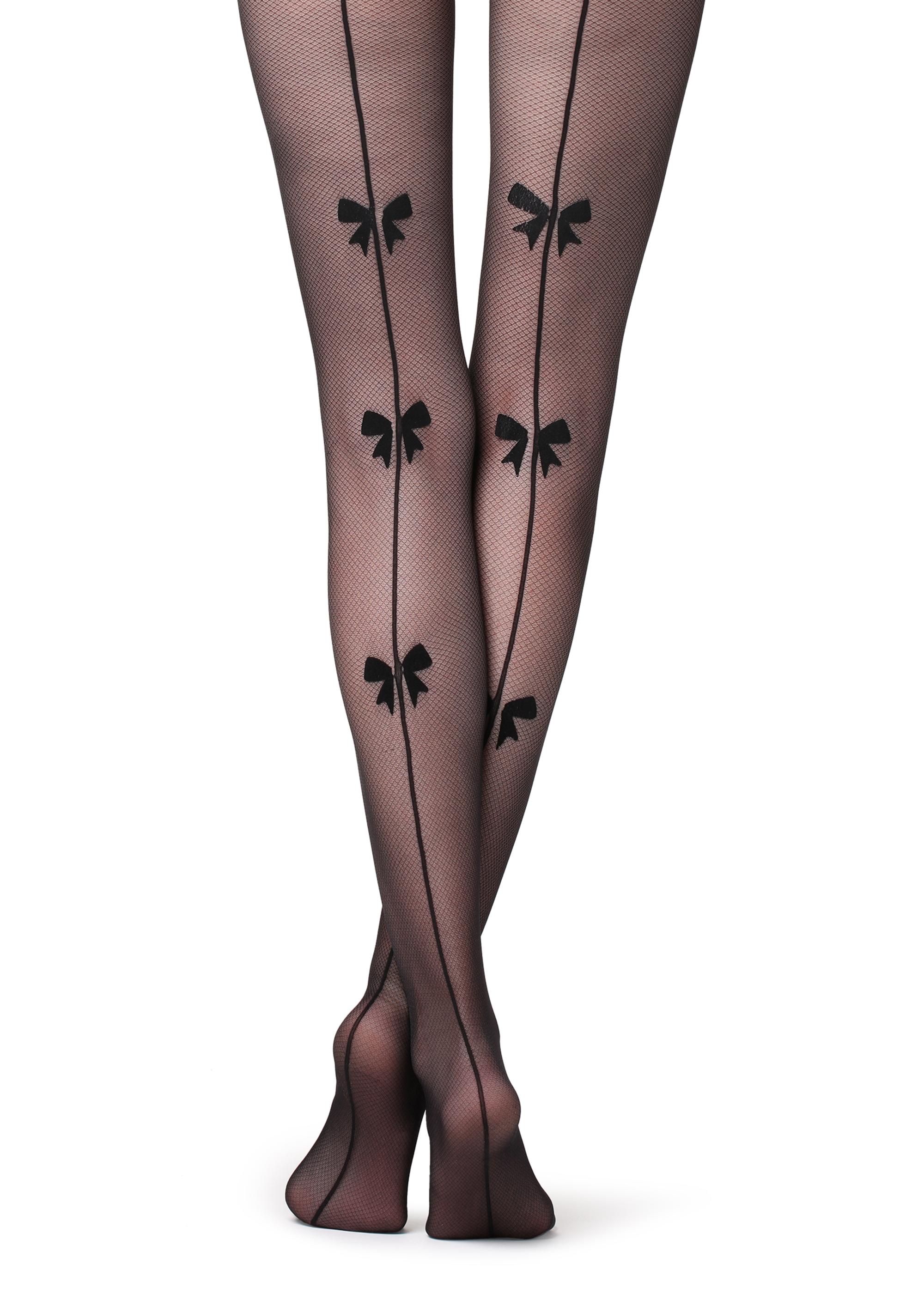 Collant a rete con riga e fiocco Calzedonia inverno 2018 2019