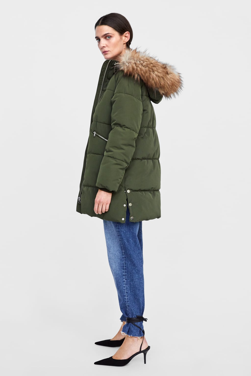 Giubbotto parka con cappuccio con pelliccia Zara inverno 2019