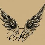 Idea disegno ali di angelo aperte con lettera iniziale nome