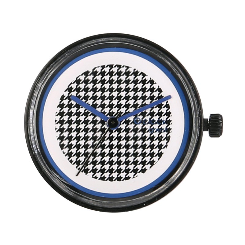 Nuovo meccanismo orologio o bag o clock great Pink Attitude pied de poule bluette