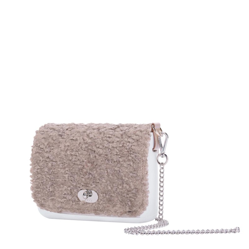 O Pocket con pattina in ecomontone color tortora