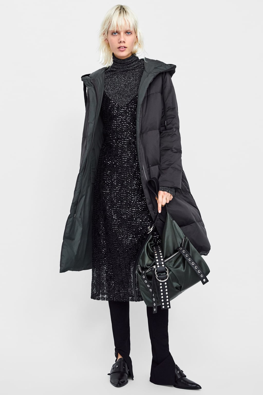 Piumino lungo double face Zara inverno 2019