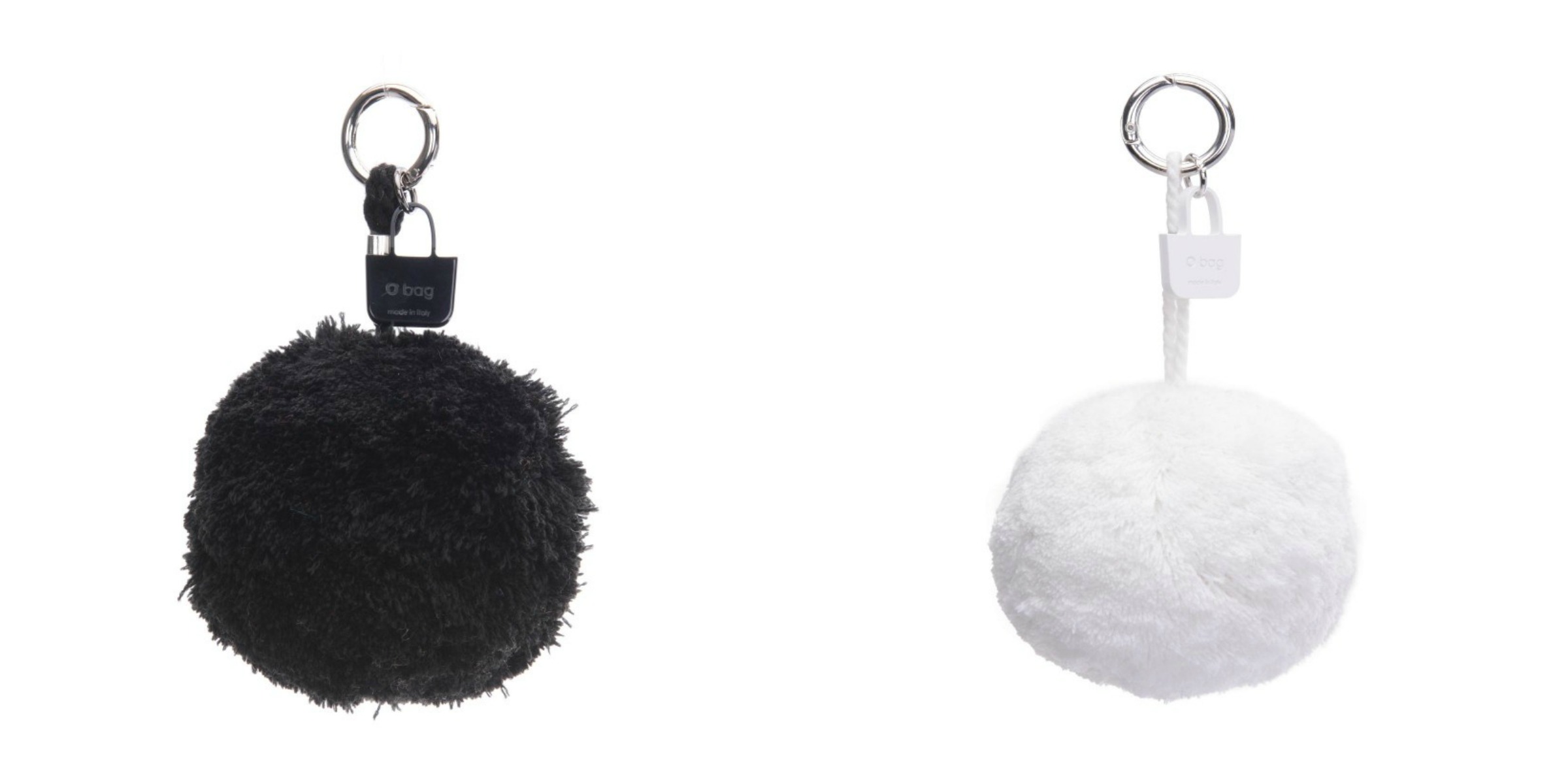 Pom Pom O Bag in cotone bianco e nero