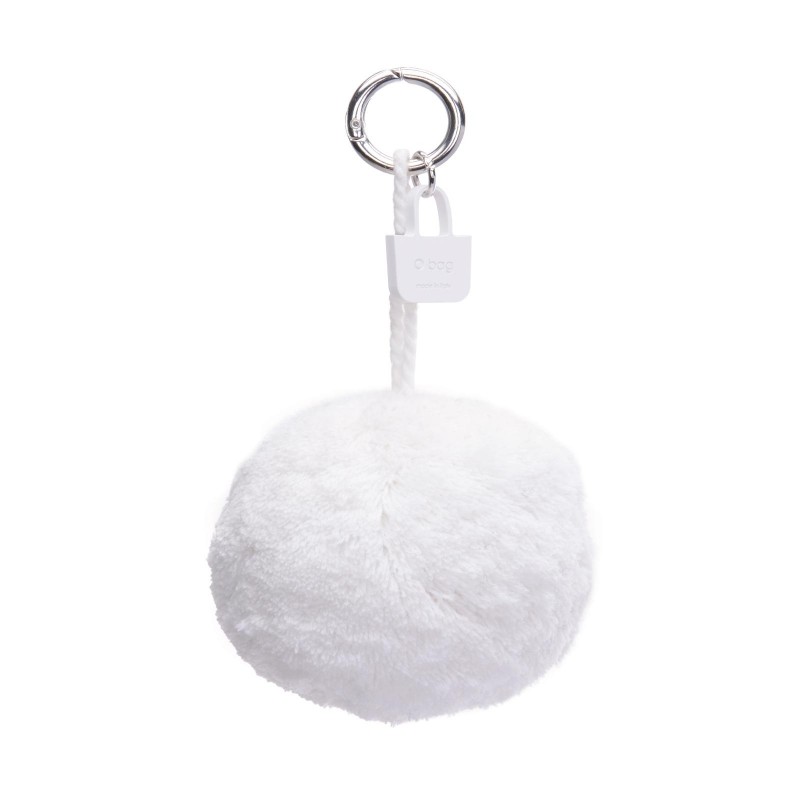 Pom Pom O Bag in cotone bianco