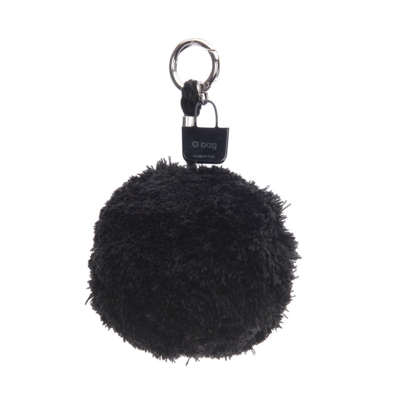 Pom Pom O Bag in cotone nero